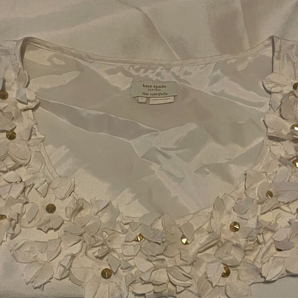 Kate Spade Tank Top with Floral Neckline Size Small - Picture 3 of 4